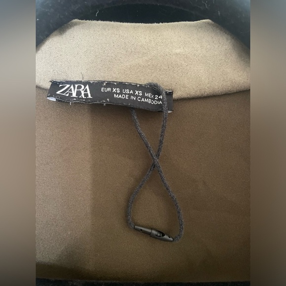 Zara Olive green faux suede trench coat with pockets - Picture 5 of 6